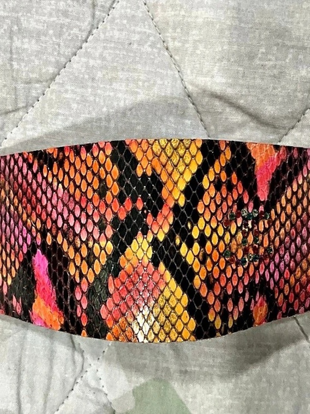 Chanel Multicolor Python Wide Crystal CC Cuff Bracelet